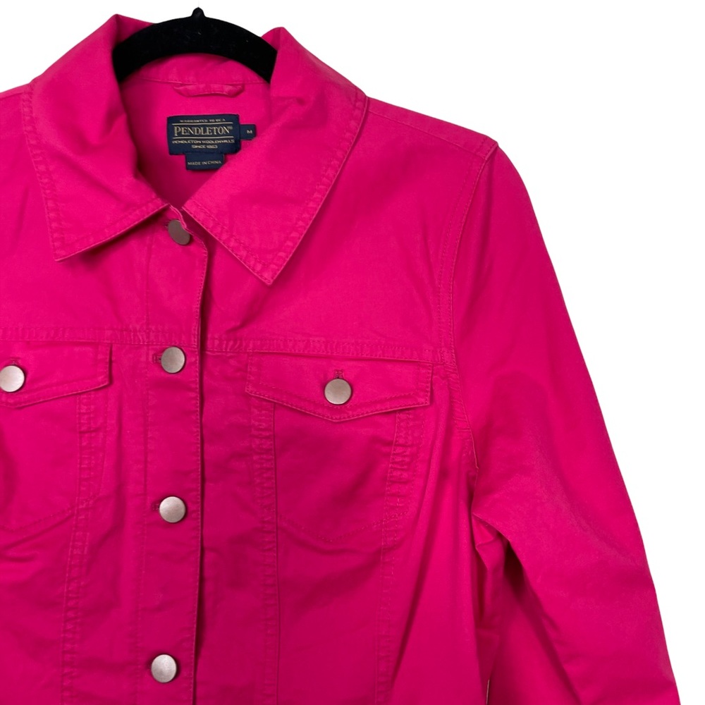 Pendleton Pink Denim Jacket Silver Button-Down Hi… - image 4